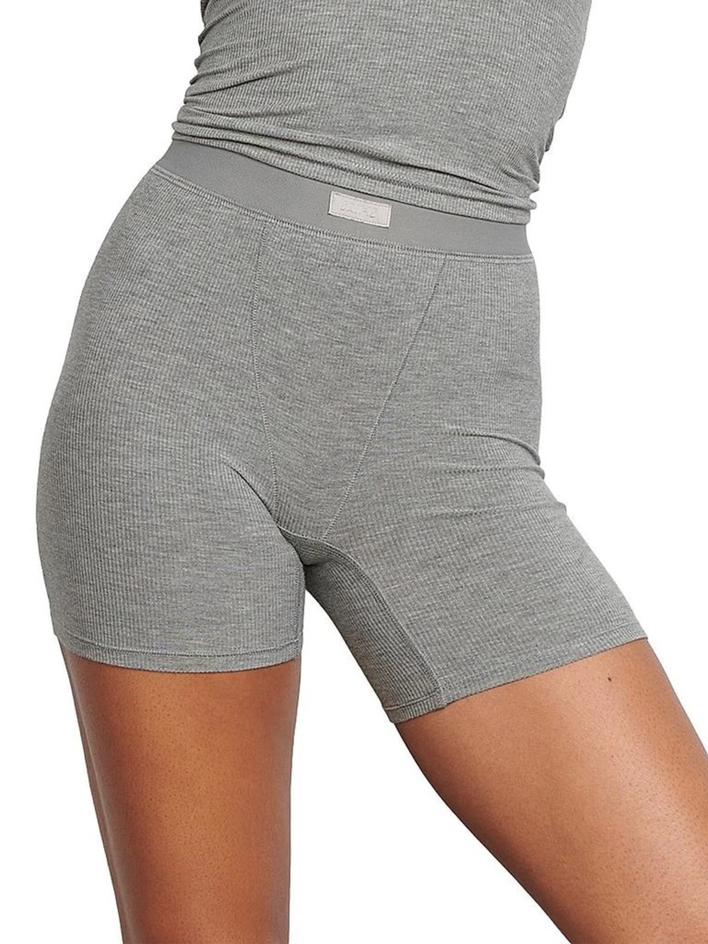 Skims grey cotton rib boxer shorts